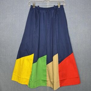 Vintage Tumbleweeds Navy Abstract Geometric Full Skirt M Patch Teacher School